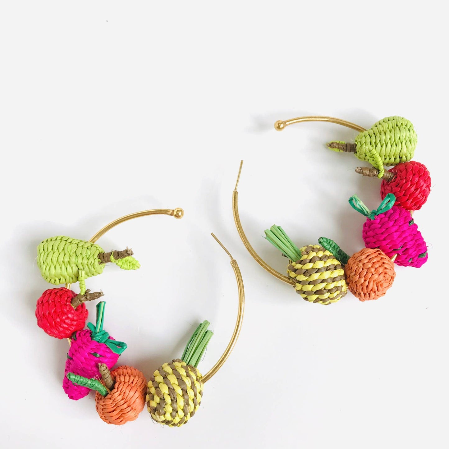 Hand- Woven Fruticas Hoop Earrings