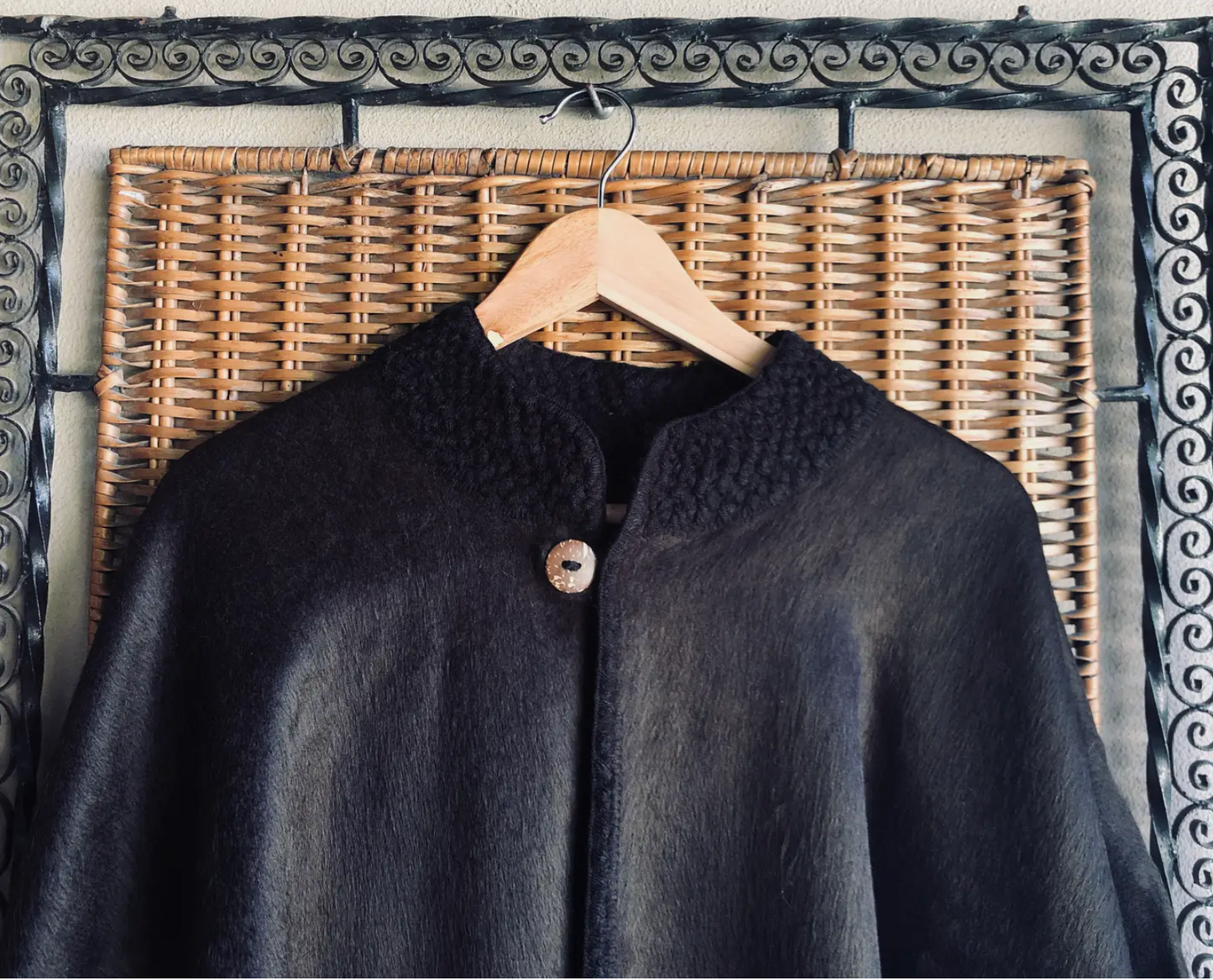 Alpaca Cape with Crochet Collar