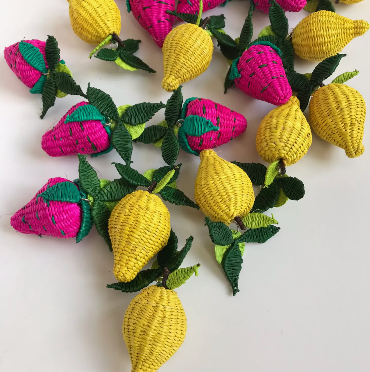 Hand- Woven Fruta & Leaf Large Earrings