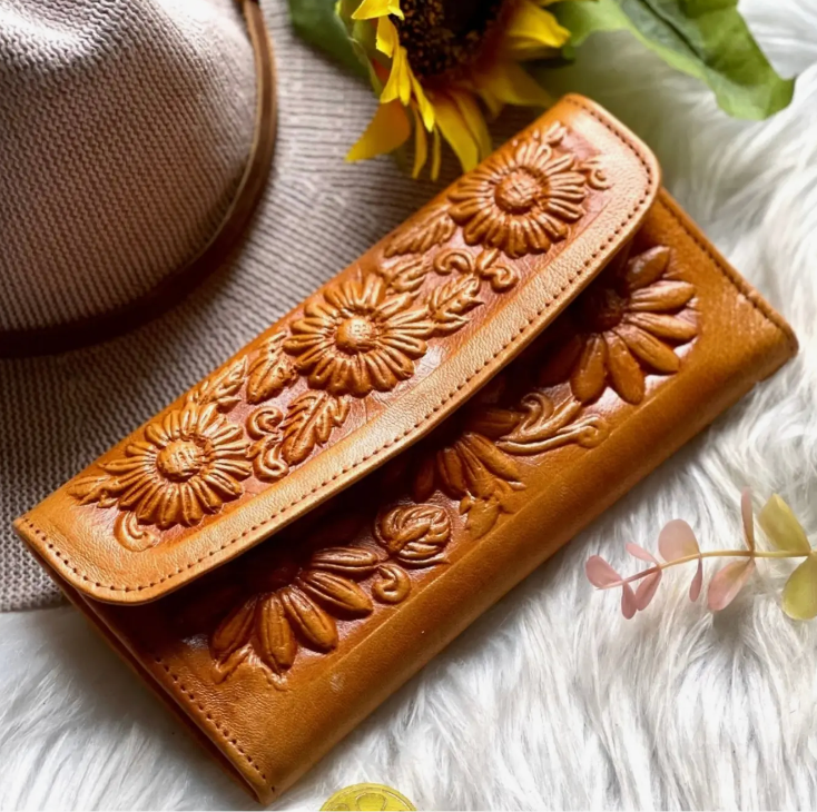 Handcrafted Floral Leather Wallets