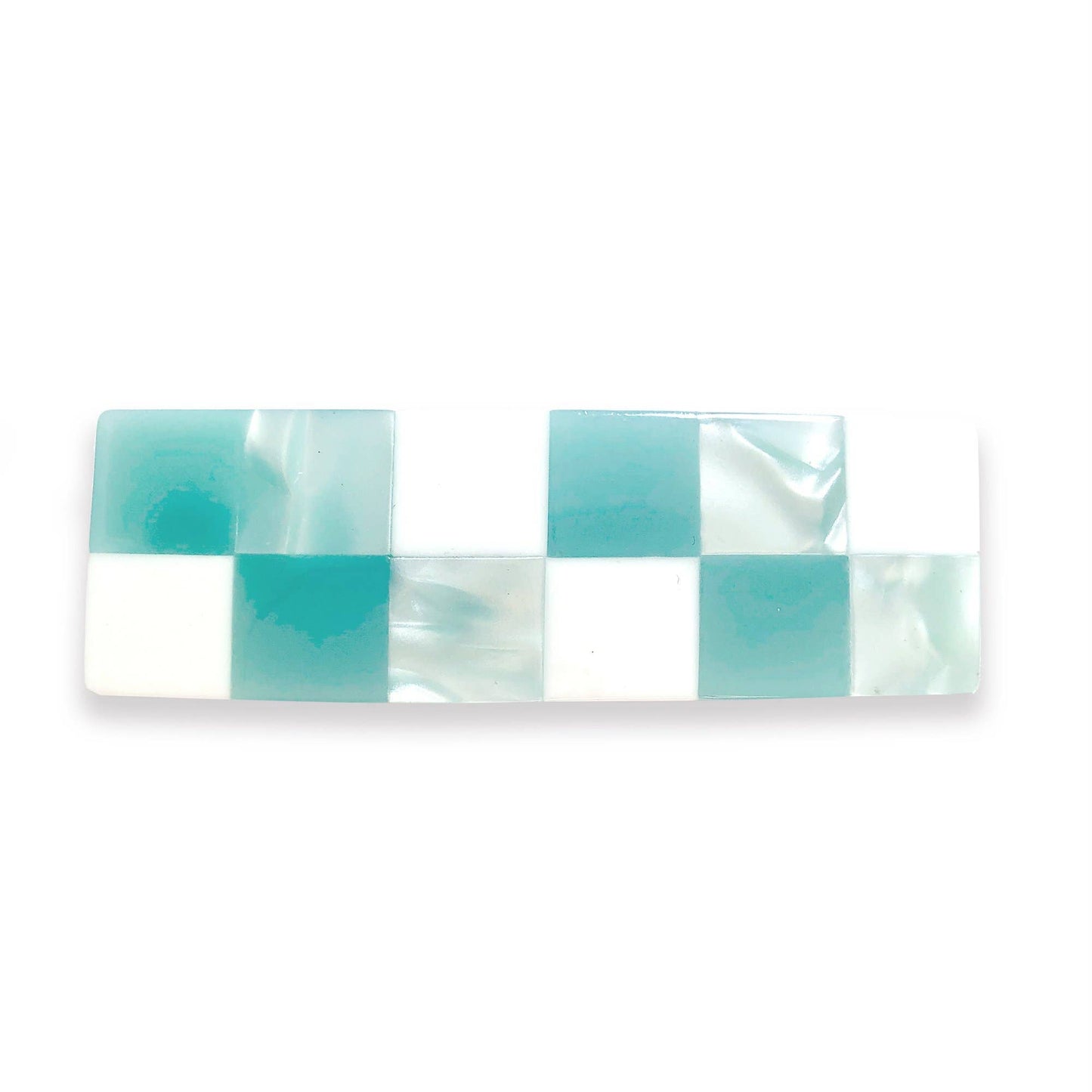 Minty Checkers Hair Barrette