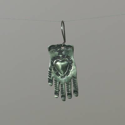 Sterling Heart in Hand Earrings