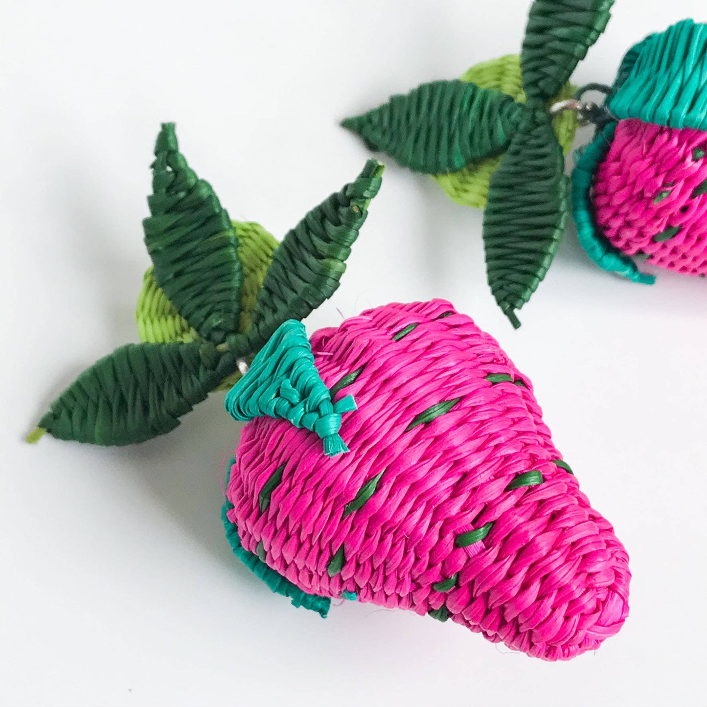 Hand- Woven Fruta & Leaf Large Earrings