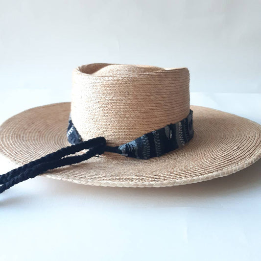 Palm Leaf Hat | Classic Structured Wide Brim | black/white