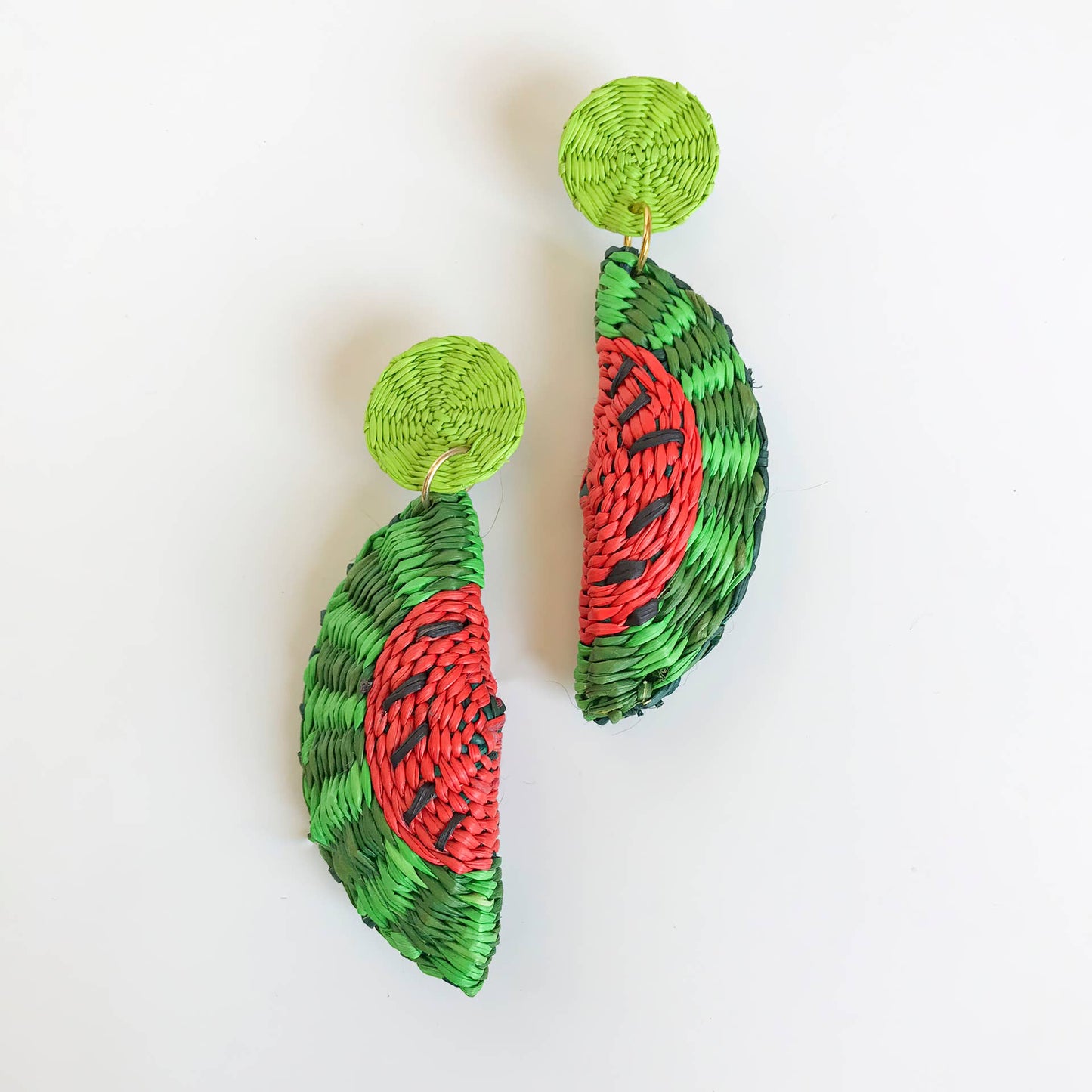 Hand- Woven Fruta & Leaf Large Earrings